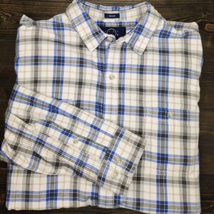 EvenTide‎  Mens Kyle Myles Coastal Double Cloth Shirt XL Blue/Gray Plaid